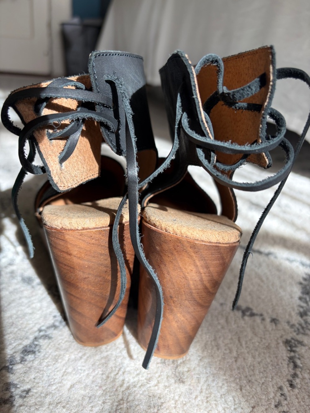 Free People Black Leather Cutout Platform Clogs (back on the market) - Picture 3 of 3